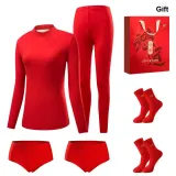 Mock Neck[Wool & Silk]Women's Red Box+2 Inner+2 Socks