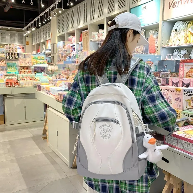 Travel Nylon Backpack Unisex Black/Green/Pink/Gray-27