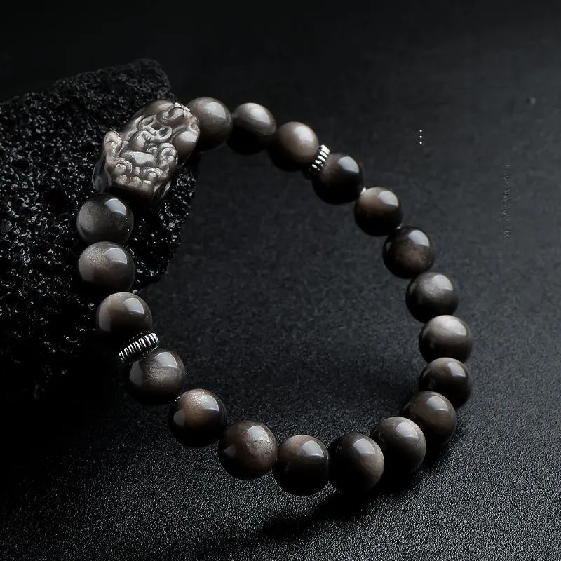 With The Heart Of The Jade Obsidian Bracelets Unisex-4