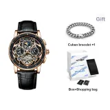 Rose Gold Case Black Dial Belt Style[Comes with Cuban Bracelet]