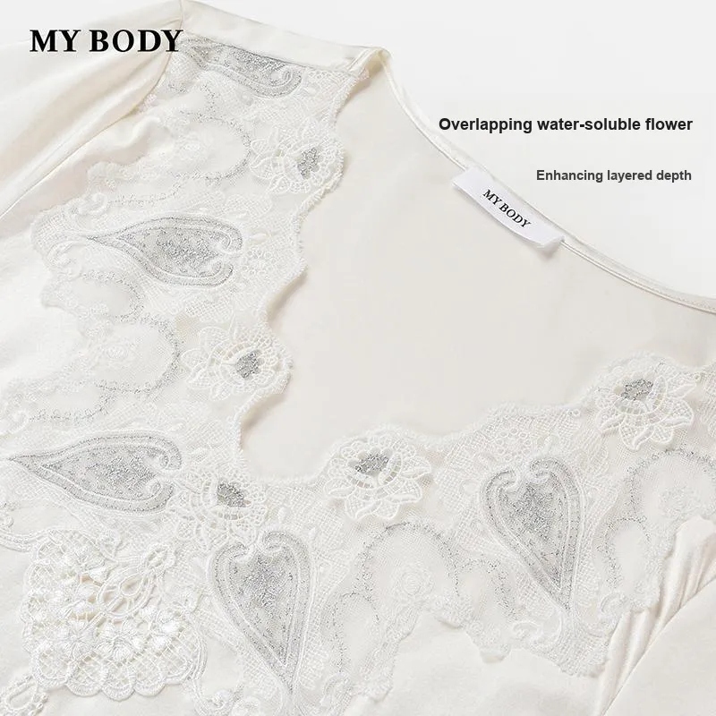 MY BODY Silk Nightgown Women's Pearl White-1