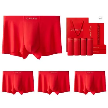 Cheekkiss Underpants Men's Antibacterial Breathable Shorts With Bowknot Wedding Box Four Pack