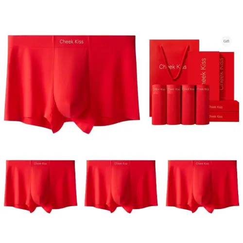 Cheekkiss Underpants Men's Antibacterial Breathable Shorts With Bowknot Wedding Box Four Pack