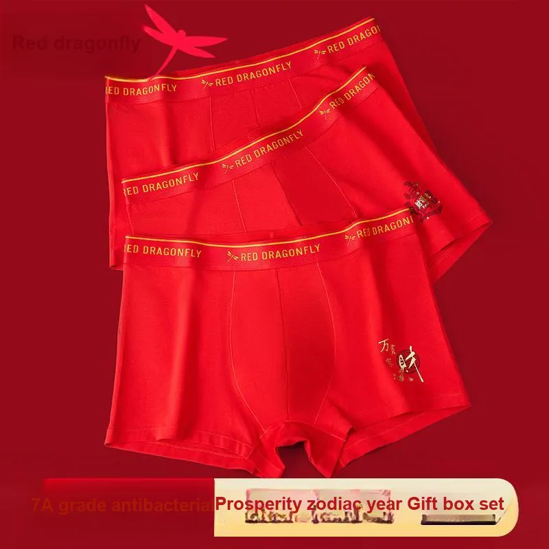 RED DRAGONFLY Cotton Panties Men's 4 Pack Gift Box Set-1