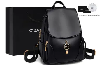 C°BANNER Split Cow Leather With Synthetic Leather Backpack Regular Women's Black