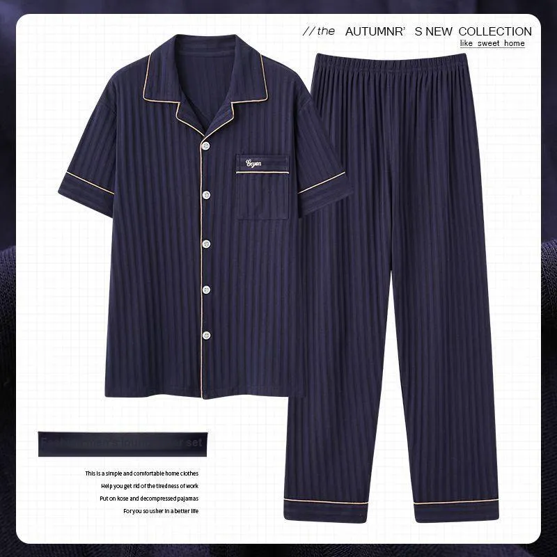 Ordifen Pajama Set Men's Dark Blue-1