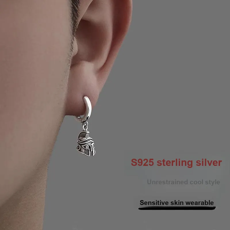 DAIRUO S925 Silver Earrings Men's-5