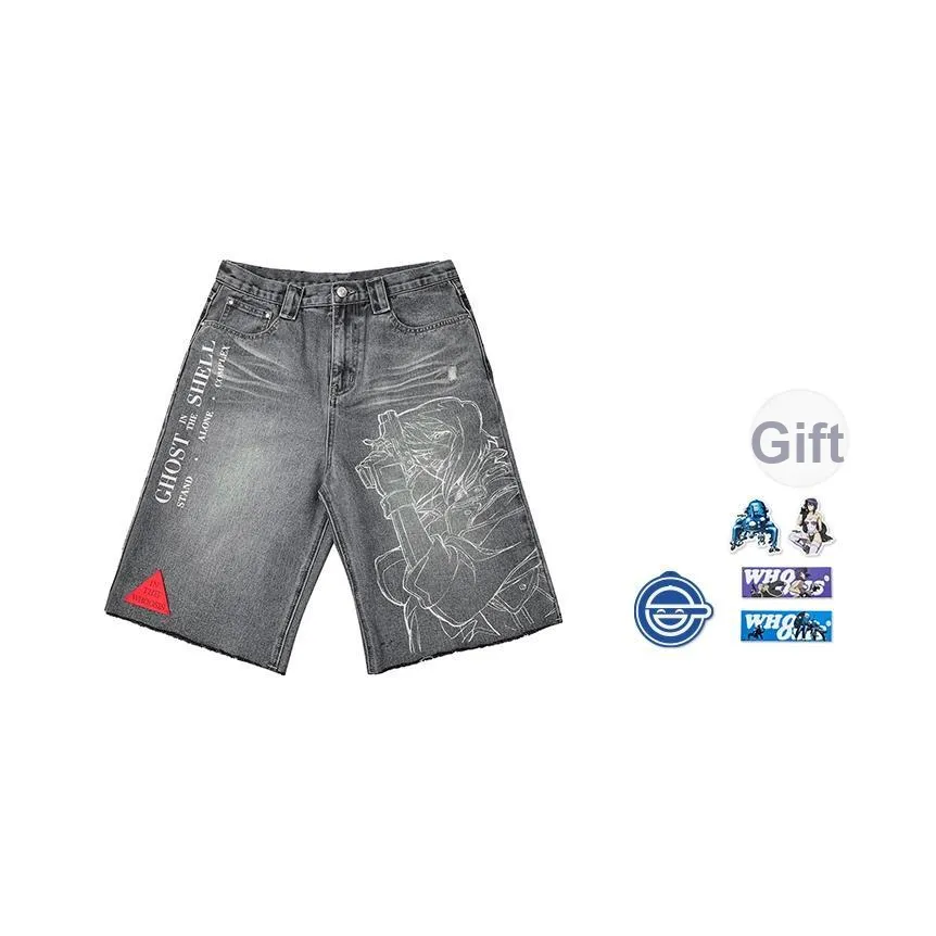 WHOOSIS X Ghost in The Shell, Collaboration Унисекс Джинсовые шорты