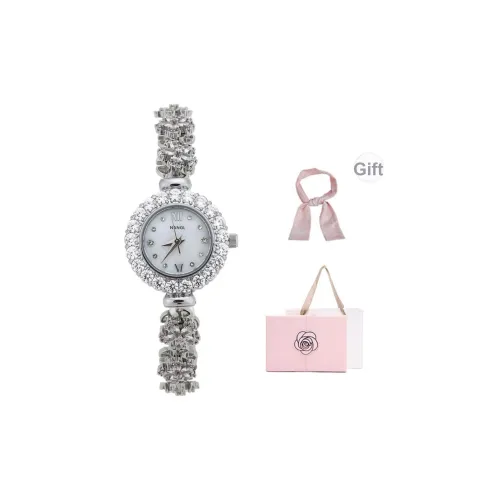 NANGL Кварцевый механизм сплав ремешок женские часы белый циферблат