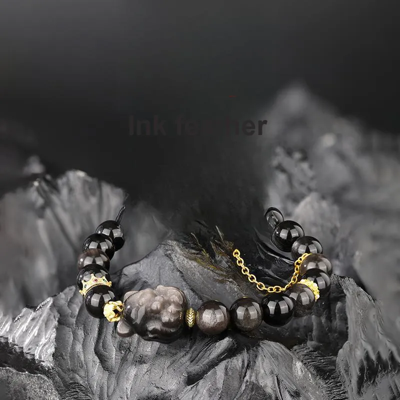 JINLIUFUJIXIANG Natural Obsidian Bracelets Unisex-2