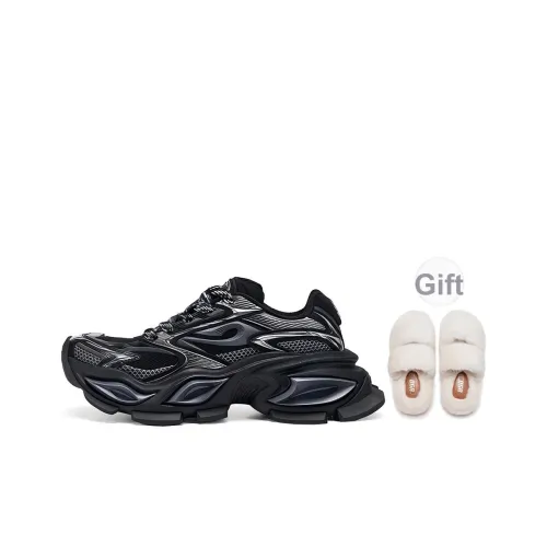 OGR Амортизация Дышащий Легкий Увеличение Высоты Низкий Топ Кроссовки с Толстой Подошвой Унисекс Черный OG Черный