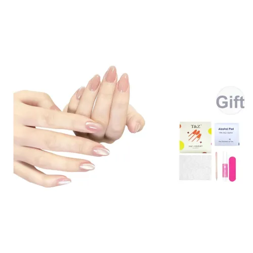 T Z Ins Вечный Милый Ручной Рисунок Цветочный Wear False Nail Миндаль Короткий Круглый Укороченный Дофамин Jump Цвет Милый