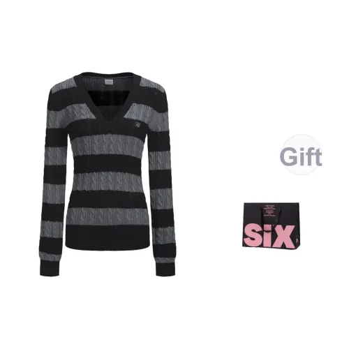 CTRTRC Черный Серый Полосы Женский Трикотаж