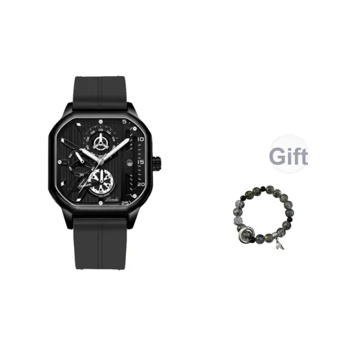 LANDU Кварцевый механизм Резиновый ремешок Часы Мужские часы Черный циферблат