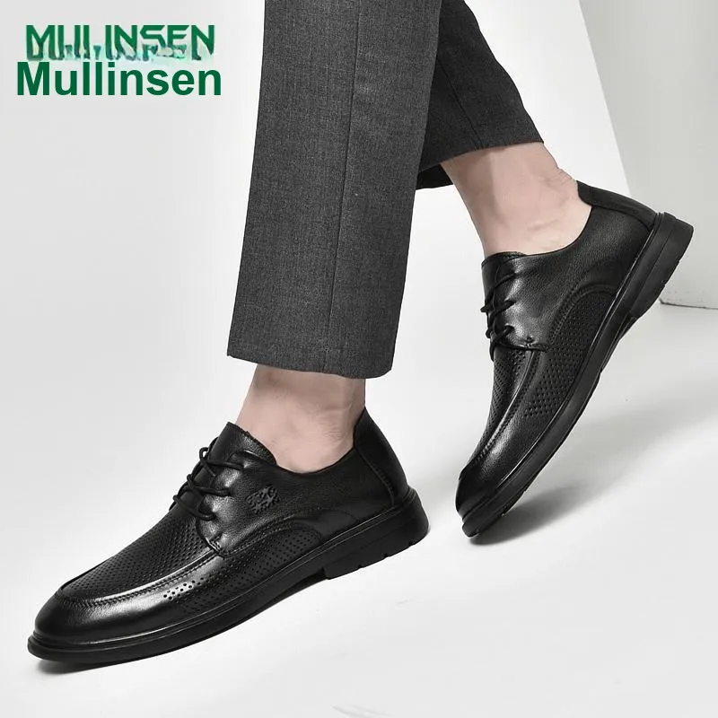 Mulinsen Men's Casual Shoes Men Low Top Black/Black Cut Out-14