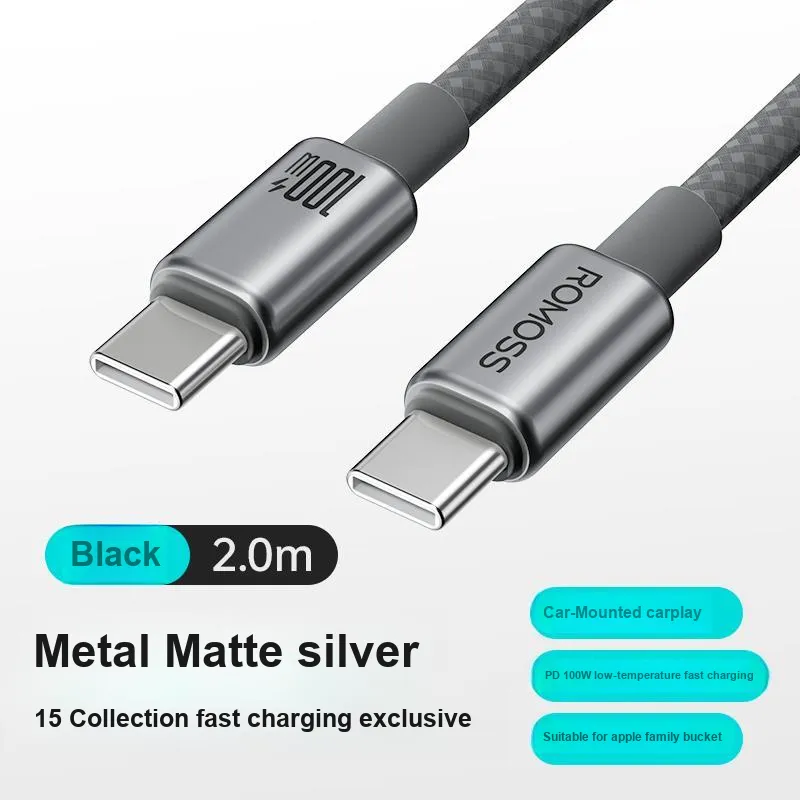 ROMOSS 1.2/2 M Type c To Type c 100W Fast Charging Cable Compatibility Apple Full Range-5