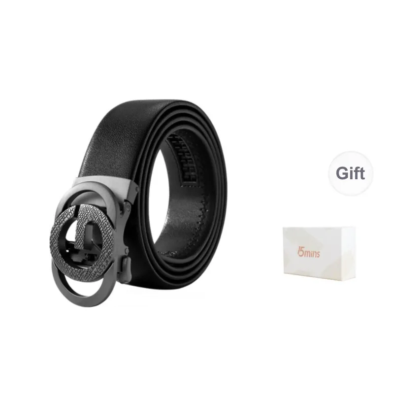 15 MINS High End Automatic Buckle Business Pants Belt Split Cow Leather Belts Men's Black 3.5cm-8