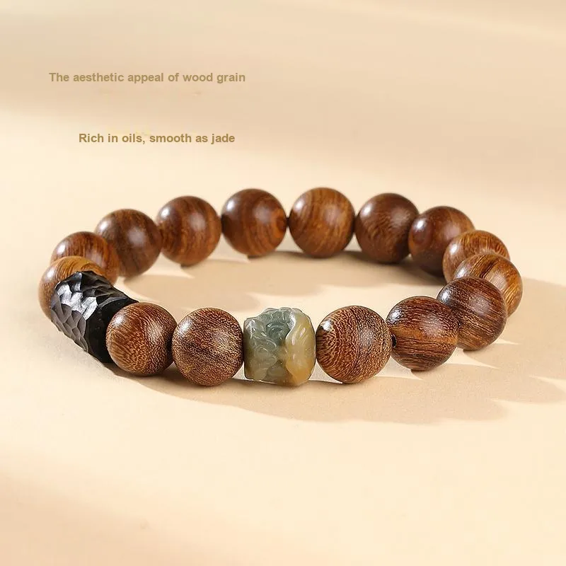 MUSHENGYUAN Golden Sandalwood Wooden Bracelets Unisex-3