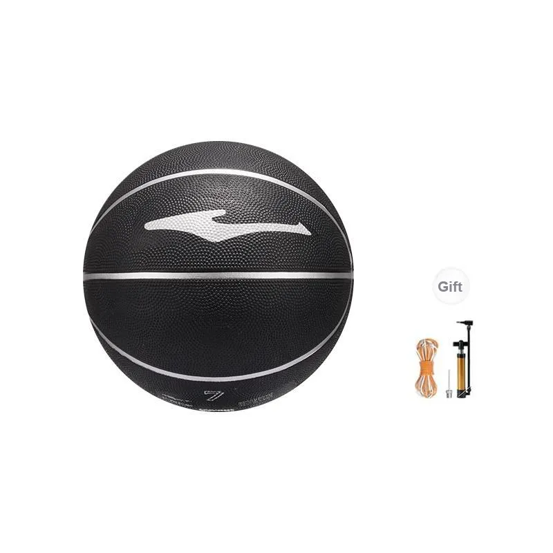 Erke Rubber Basketball Black Silver Size 7 Ball Training Unisex-1