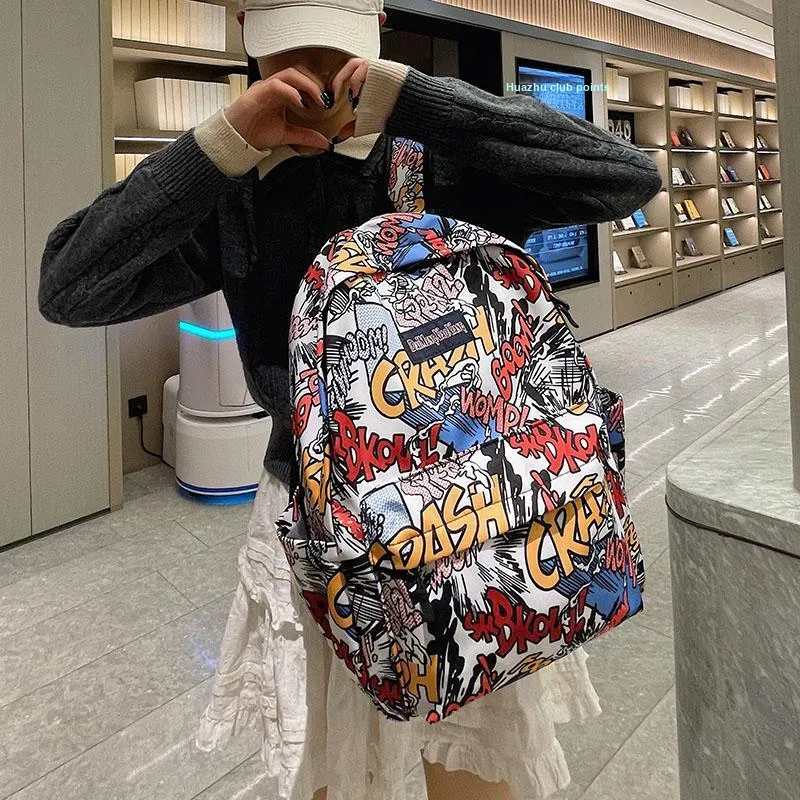 Vack Nylon Backpack Unisex Cartoon Character/Explosion Letter-10