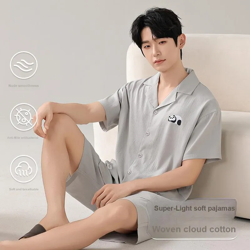 MIIOW Cool One Summer Series Pajama Set Men's Light Gray-1