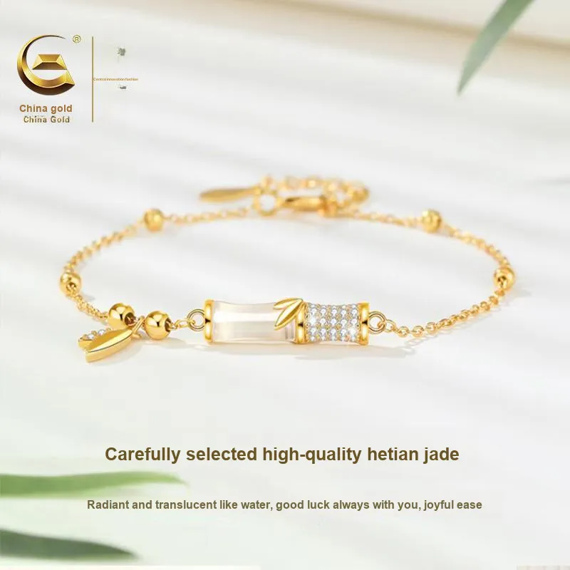 Central Fashion Hetian Jade Bracelets Green Jade Women's-3
