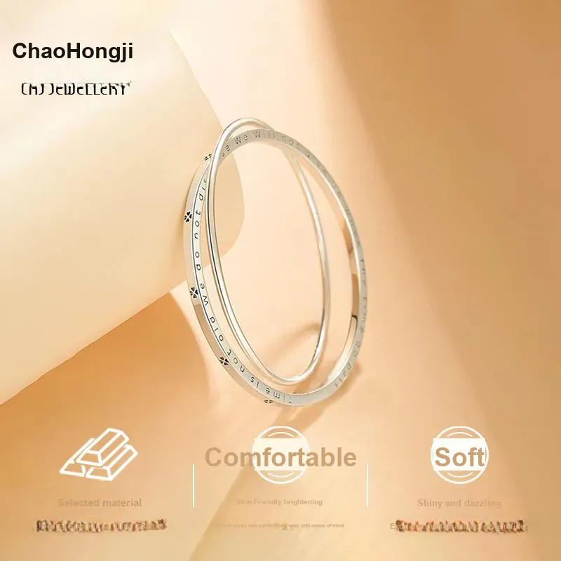 CHAOHONGJI 999 Fine Silver Bangles Women's-3