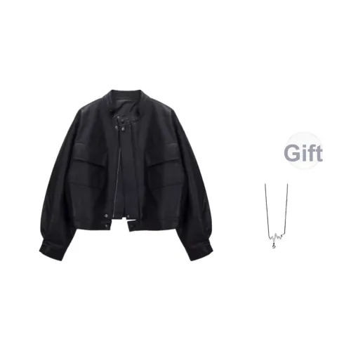 TLXT Черный с ожерельем женские кожаные куртки