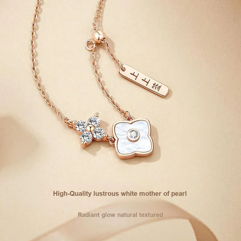 CLARKIA FLOWER S925 Silver Necklaces Women's-3