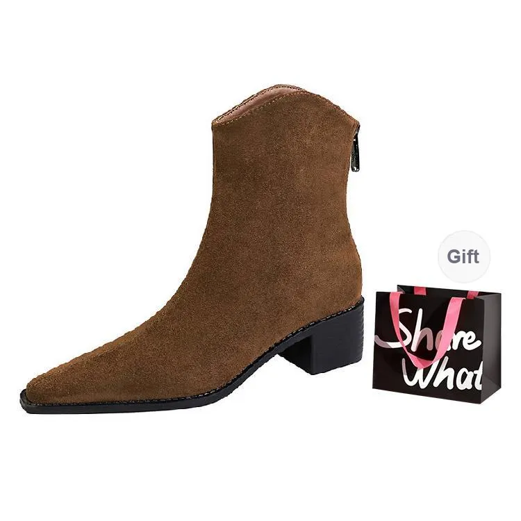 BIGTREE Ankle Boots Women's Black/Dark Brown-9