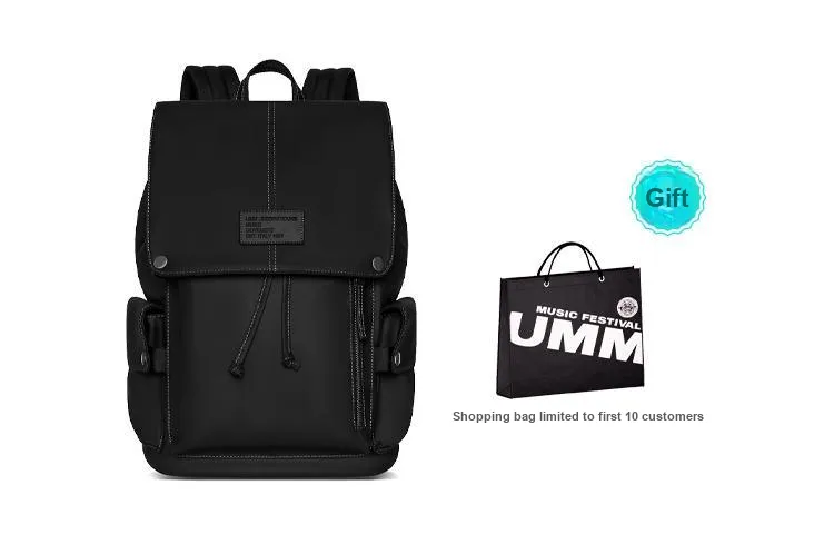 UMM Nylon Backpack Medium Size Unisex Black-0