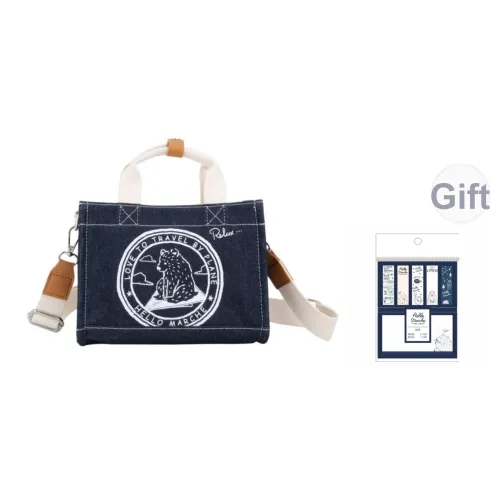 Hello Marche Canvas Crossbody Bag Standard Unisex Dark Blue Gray Beige
