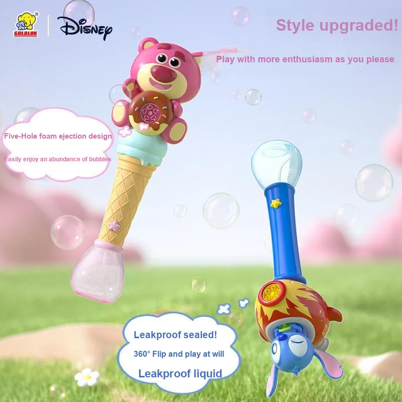 GOLDLOK Disney Lotso Stitch Handheld Stick Automatic Leak Proof Bubble Machines-1