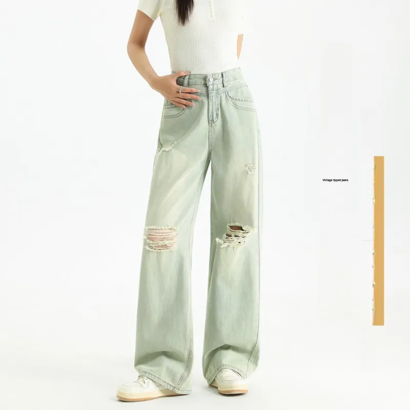 FAWENXIANGZI Jeans Women's Light Blue-7