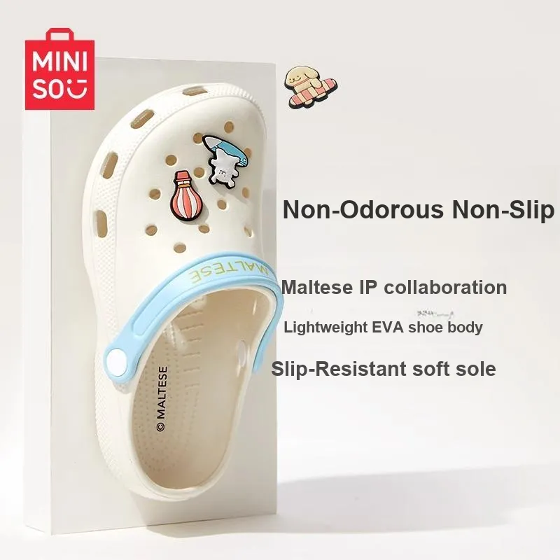 MINISO x Line Puppies Home Slippers Cream White-1
