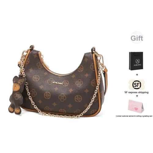 AOKANG Сумка из ПВХ Сумка-Круассан Стандартная Женская Кофейного Экрю цвета