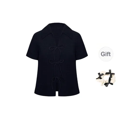 TORIGHT T Shirts Women's Black+Bowknot Hair Tie Comes With