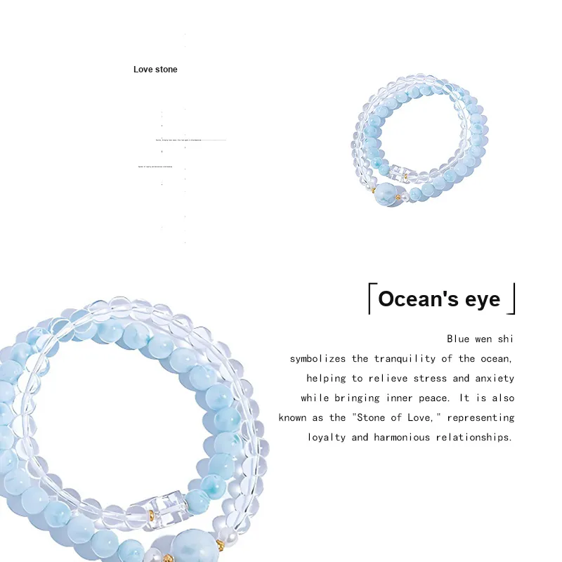 DIESHANG Natural Blue Chalcedony Bracelets Unisex-3