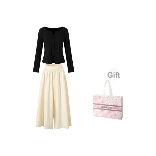 XUANSHU Повседневный костюм женский черный абрикос