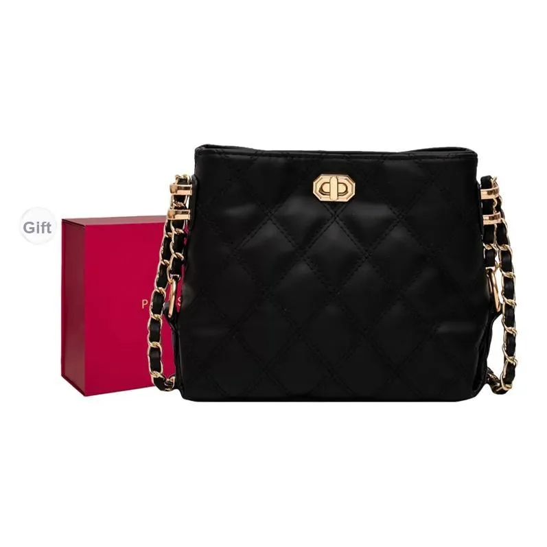 PESASRIE Microfiber Synthetic Leather Shoulder Bag Crossbody Bag Regular Women's Black