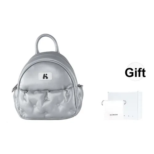 Karkki Lambskin Portable Single Shoulder Backpack Medium Women's Silver