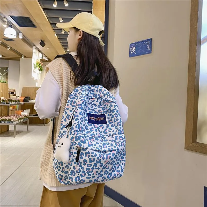 Yalu Nylon Backpack Unisex Pink/Blue/Black-13