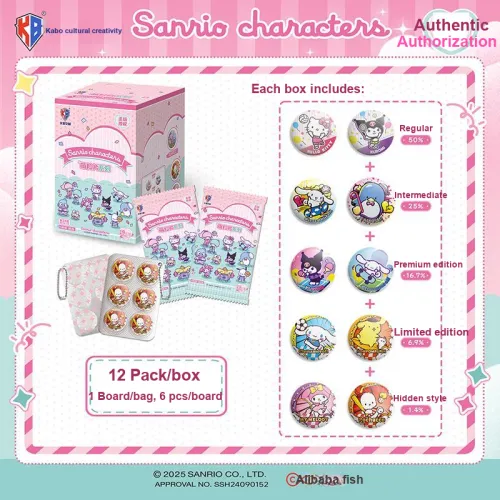 Kabao Cultural Creation x Sanrio Family Милый Grain Collection Первая EDITION Значок Жестяной Значки