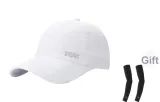 White Hats & Caps+Black Cooling Arm Sleeves