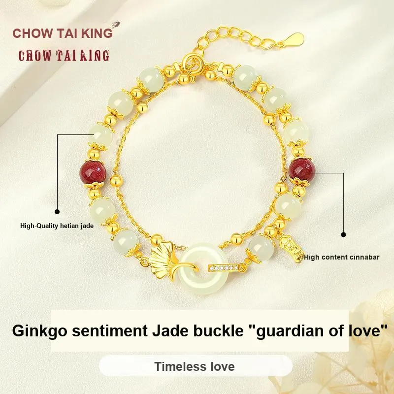 CHOW TAI KING Hetian Jade Bracelets White Jade/Pale Greenish White Jade Women's-4
