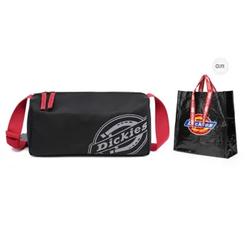Dickies Polyester Cylinder Toast Bag, Pillow Bag, Shoulder Bag, Commute Bag, Crossbody Bag Regular Unisex Black/Red