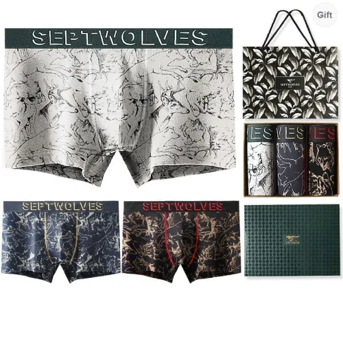 SEPTWOLVES Boxer Shorts Men's 3 Pack Gift Box Set+Shopping Bag