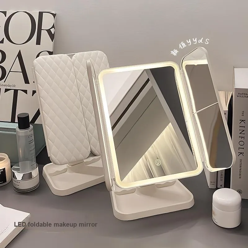 Love Of Wormwood Multifunction Smart LED Light With Foldable Display Make Up Mirrors Portable-4