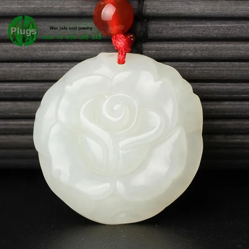 WANYUHUN Hetian Jade Pendants White Jade Unisex-1