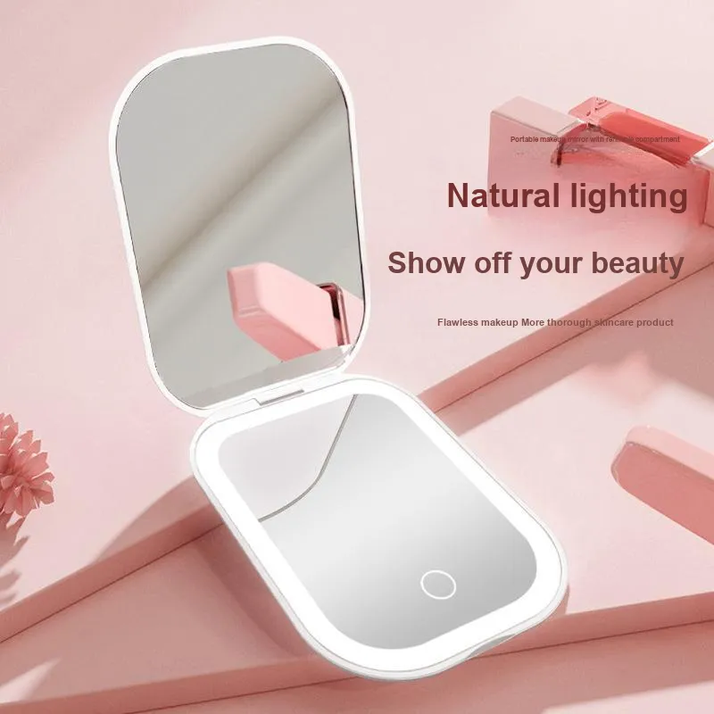 Future Maple With LED Light Make Up Mirrors Tricolor Light HD Refill-3